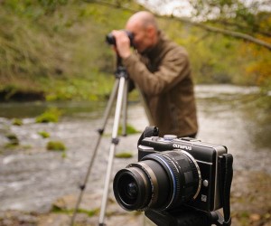 An Olympus mirrorless compact system camera on a landscape photography course in the Derbyshire Peak District run by Peak Digital Training. Photo © Chris James